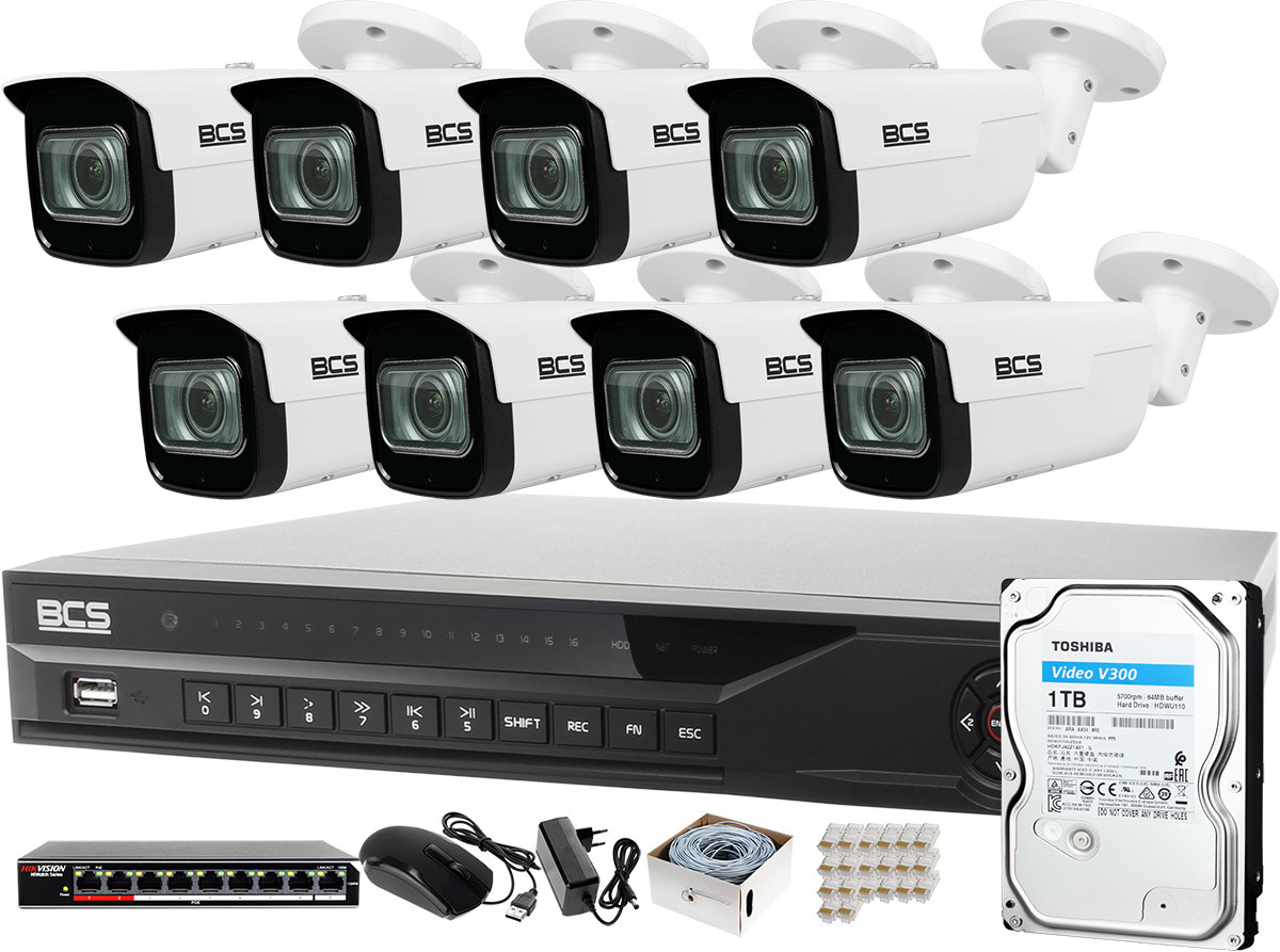 Opinie o ZM13052 Zestaw monitoringu dla ochrony parkingu hali magazynu z 8x Kamera 4MP TIP5401IR-V-V + Akcesoria ZM13052