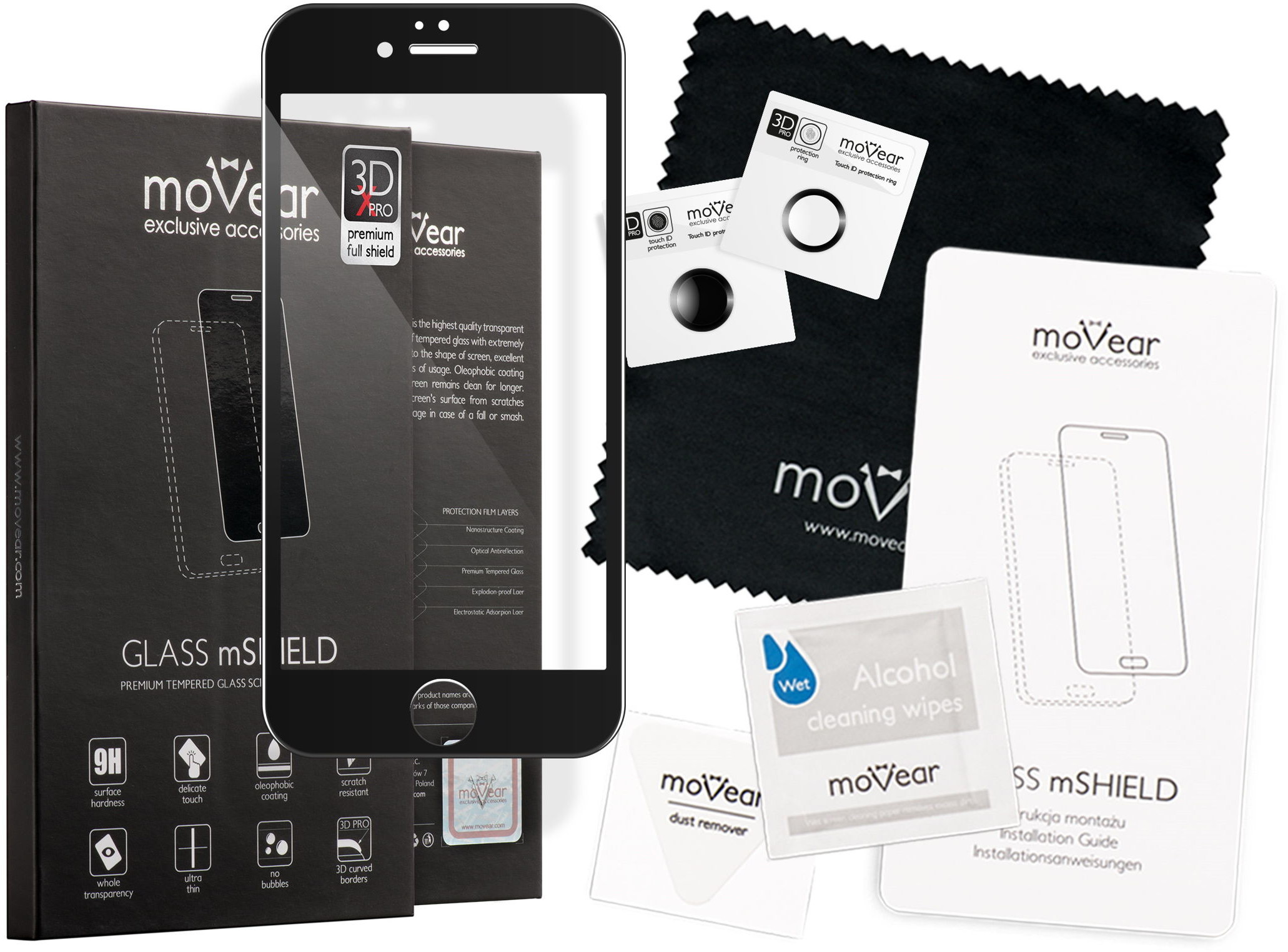 movear 3D X-PRO iPhone 6 6s Szkło hartowane Cały Ekran Czarne A0IP6G3X14ABK