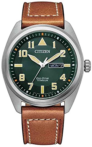 Citizen Citizen męski analogowy Eco-Drive zegarek na rękę Pasek brązowy