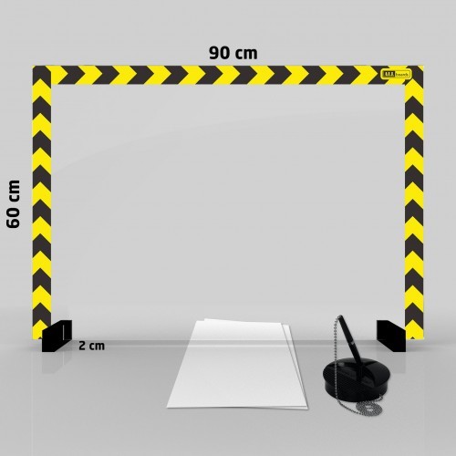 Allboards Przegroda szklana 4 mm, rozmiar 90x60 cm rama BHP