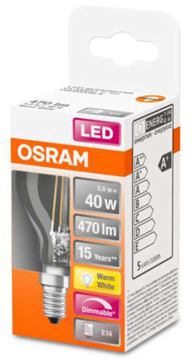 Osram Żarówka kropla LED E14 5W filament 2 700 K