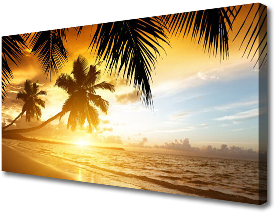 PL Tulup Obraz Canvas Plaża Palma Morze Krajobraz 120x60cm