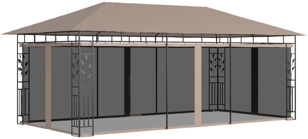 vidaXL Altana ogrodowa z moskitierą, 6x3x2,73 m, kolor taupe, 180 g/m