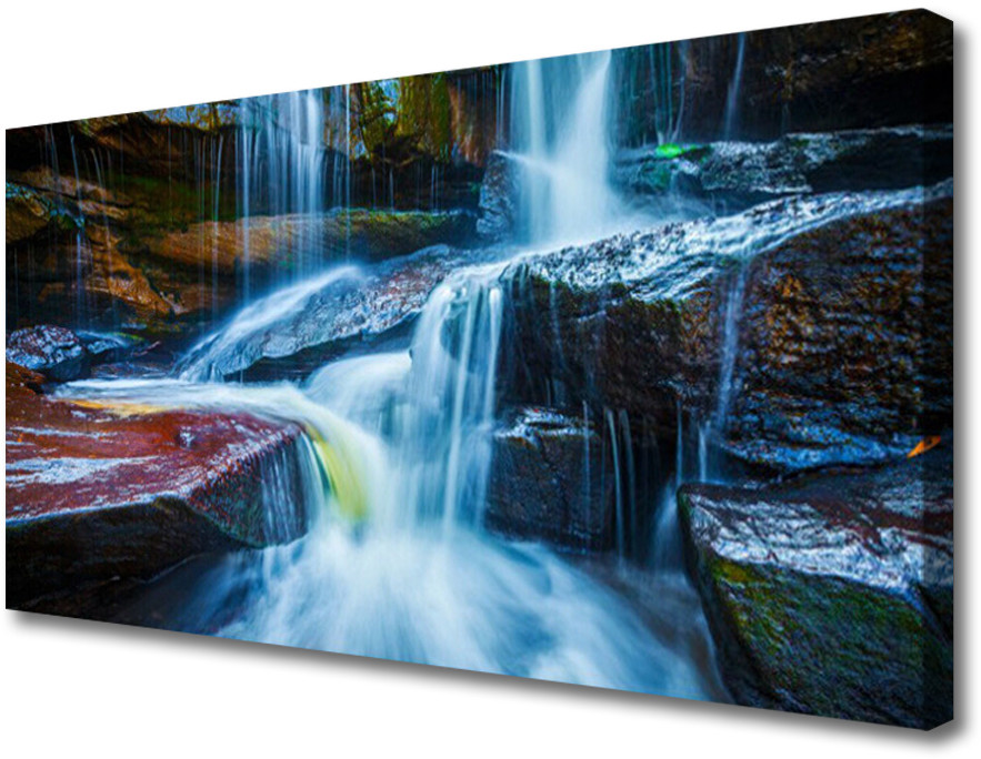 PL Tulup Obraz Canvas Skały Wodospad Rzeka Natura 100x50cm