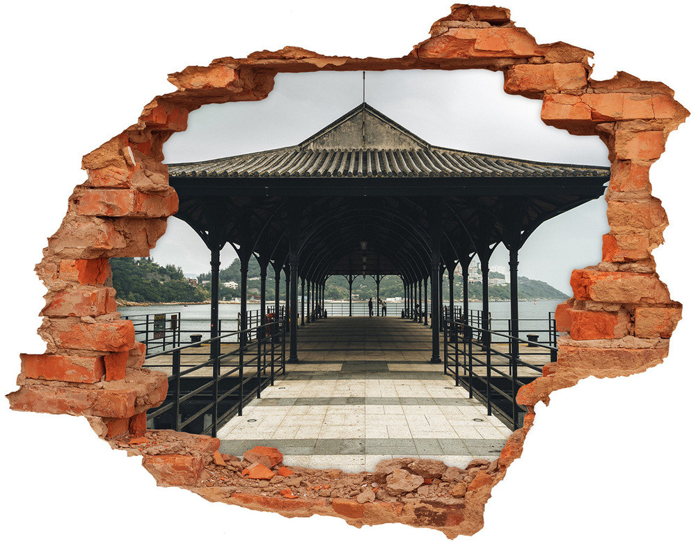 Wallmuralia.pl Fototapeta dziura na ścianę 3d Molo w Hongkongu