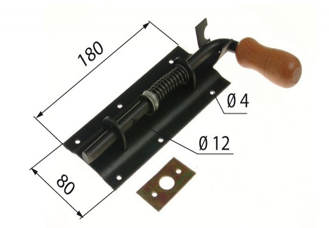 Zasuwa sprężynowa 500 czarna z drewnianą rączką