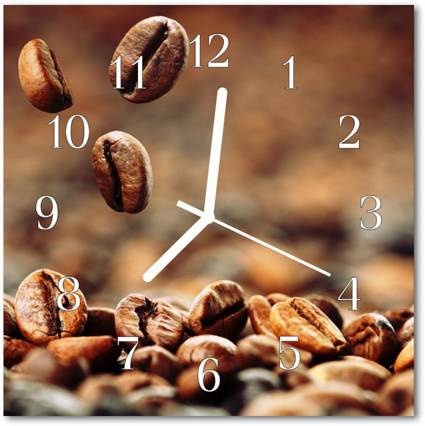 tulup pl Zegar szklany kwadratowy Ziarna kawy 30x30cm
