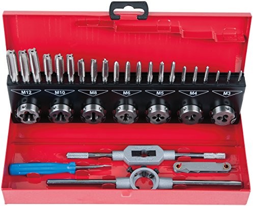KS Tools 331.0632 komplet narzędzi do gwintowania ze stali szybkotnącej HSS, w walizce, 32 części 331.0632