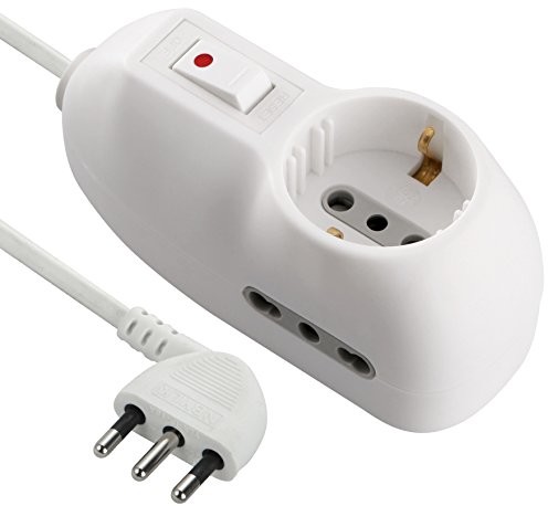 Wasserman Elec traline 62033 stwardnienie 3-osobowa, 1 Schuko, 2 10/16 A, 3 m, wtyczka kabla dwuwartościowe mały 10 A, biały