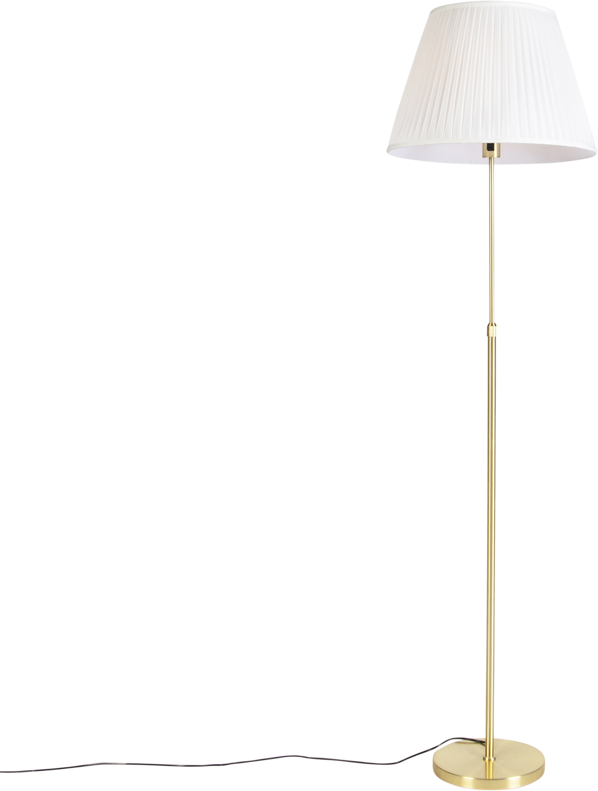 QAZQA Złota lampa podłogowa z plisowanym kremowym kloszem 45 cm - Parte 98557