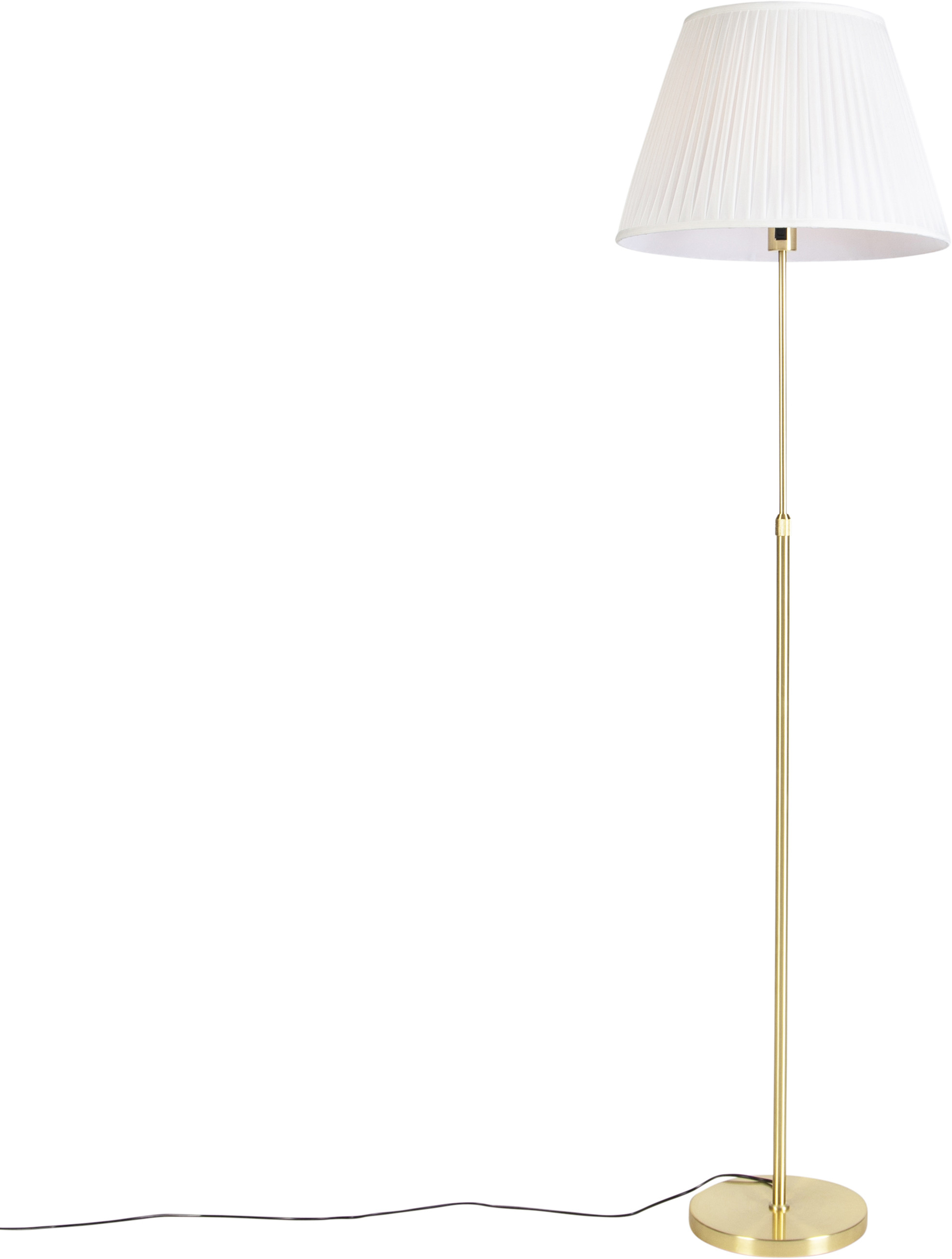 QAZQA Lampa podłogowa regulowana złota/mosiądz klosz plisowany kremowy 45cm - Parte