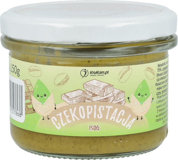 KruKam Czekopistacja pasta z pistacji z białą czekoladą 150g