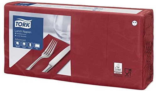 Tork SCA  477422 serwetki Lunch, 2-warstwowe, składane na 1/8, 33 cm x 33 cm, czerwone wino (2000-on Pack) 477422