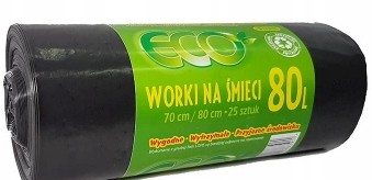 Worki Na Śmieci Eco 80L 25SZT Bardzo Wytrzymale!