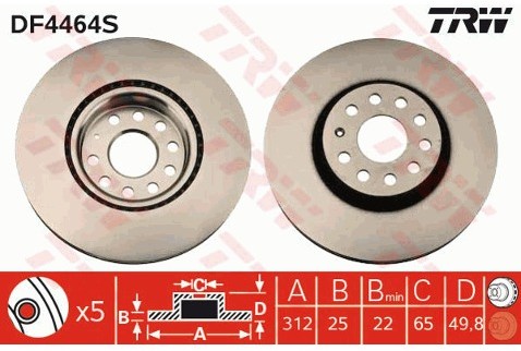 TRW Tarcza hamulcowa DF4464S