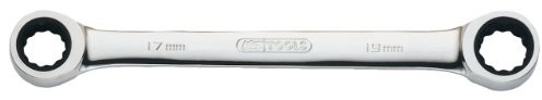 KS Tools 503.4507 Gear Plus podwójny klucz oczkowy z grzechotką,  X 19 MM 5034507