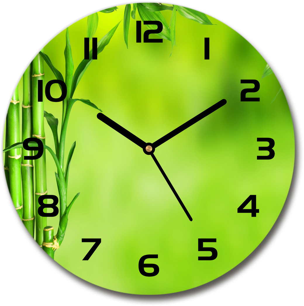 Zegar ścienny szklany okrągły Bambus