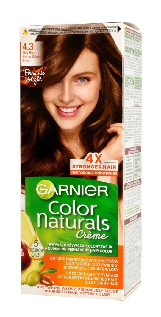 Garnier Color Naturals Krem koloryzujący nr 4.3 Naturalny Złoty Brąz 1op 7047