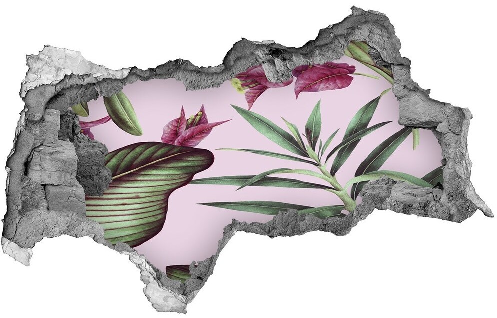 Wallmuralia.pl Naklejka 3D dziura na ścianę Tropikalne kwiaty