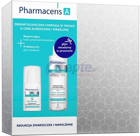 Dr Irena Eris Pharmaceris A SENSIRENEAL regenerujący krem przeciwzmarszczkowy do twarzy SPF10 30ml + PREBIO-SENSILIQUE prebiotyczny płyn micelarny do ekstremalnie wrażliwej skóry 200ml (ZESTAW)