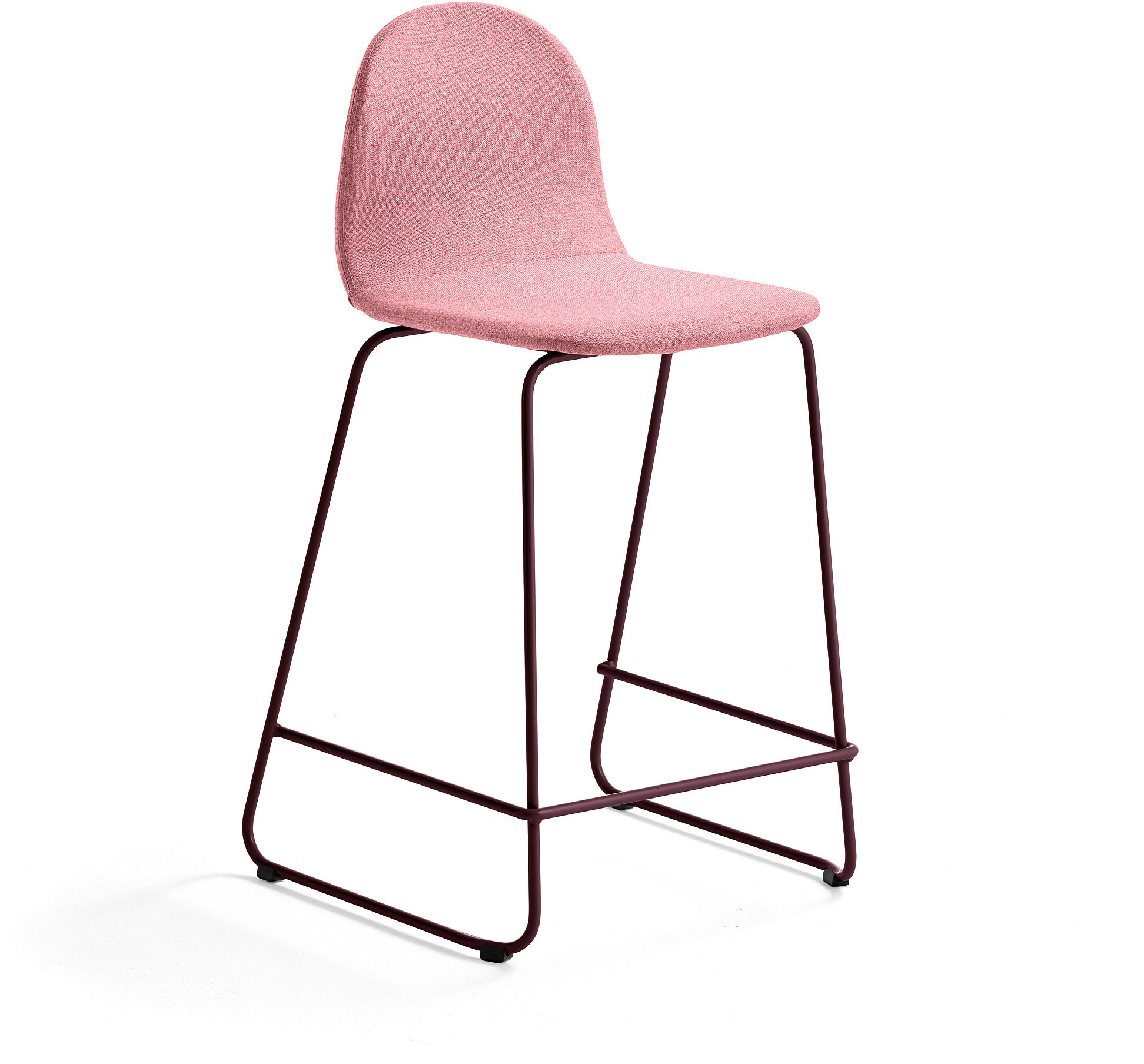AJ Produkty Krzesło barowe GANDER, płozy, siedzisko 630 mm, tkanina, ciemnoczerwony