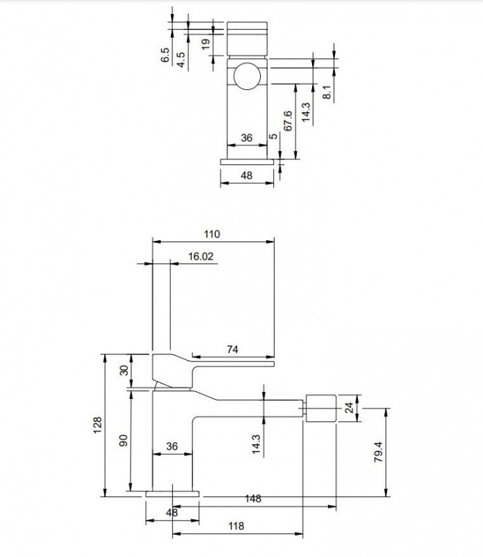 Omnires Slide Bateria bidetowa grafit SL7720GR