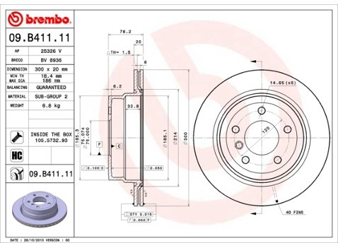 BREMBO Tarcza hamulcowa 09.B411.11