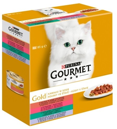 Zdjęcia - Karma dla kotów Purina Gourmet Gold kawałki w sosie mix (kaczka, pstrąg, królik, cielęcina)