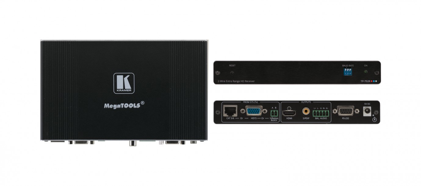 Kramer TP-752R Ultra-Reach Receiver HDMI z portem RS-232 i pętlą za pośrednictwem dowolnego 2-przewodowego kabla TP-752R