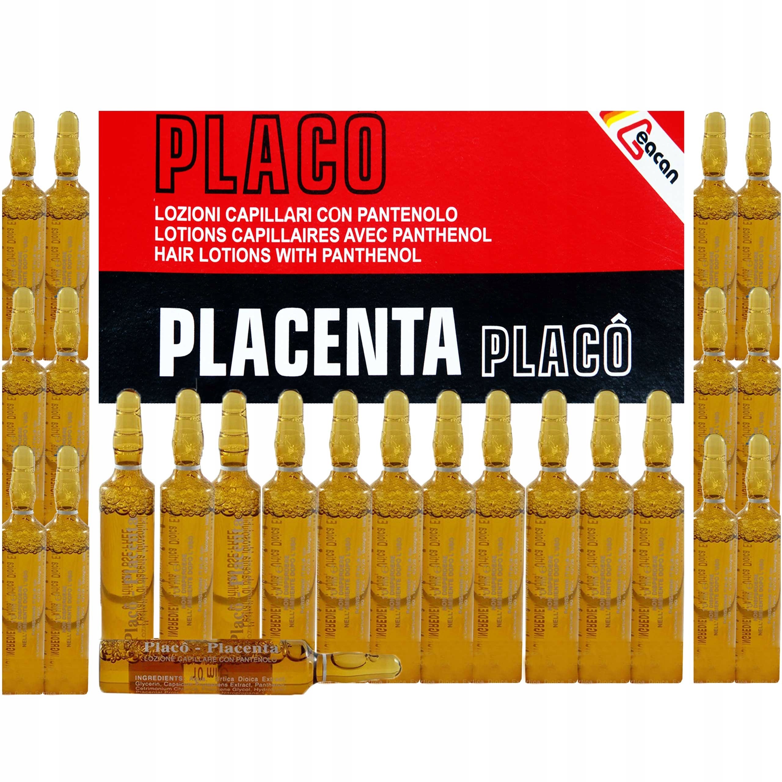 Placo Placenta 24x10ml Ampułki na Porost Włosów