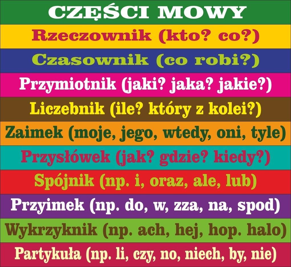 Części mowy kolorowe ES036