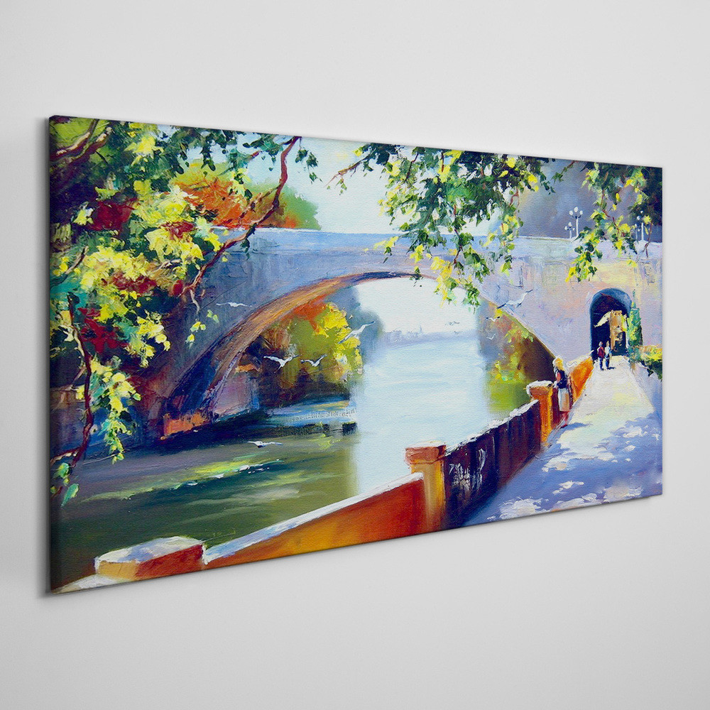 PL Coloray Obraz Canvas drzewa rzeka most 140x70cm