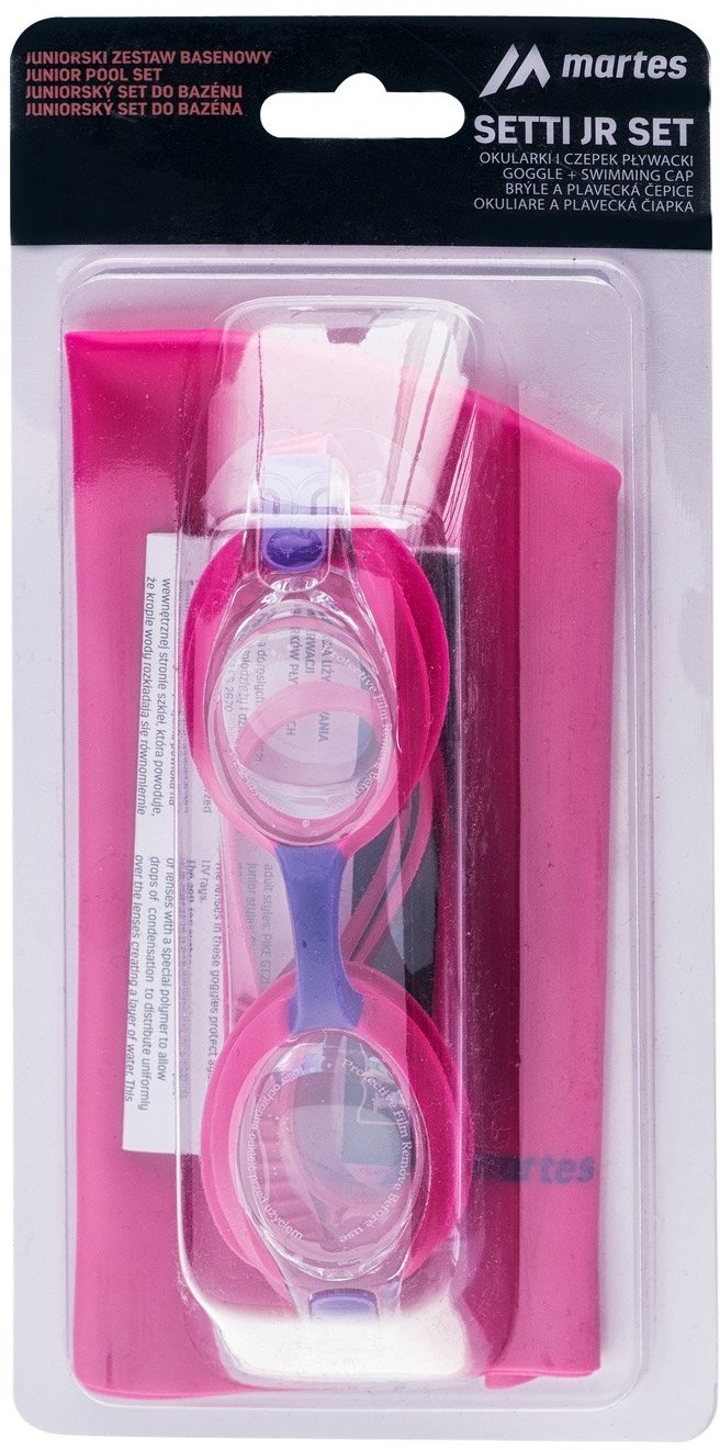Martes Dziecięcy Czepek i okulary SETTI JR SET 22200-PINK/FUCH