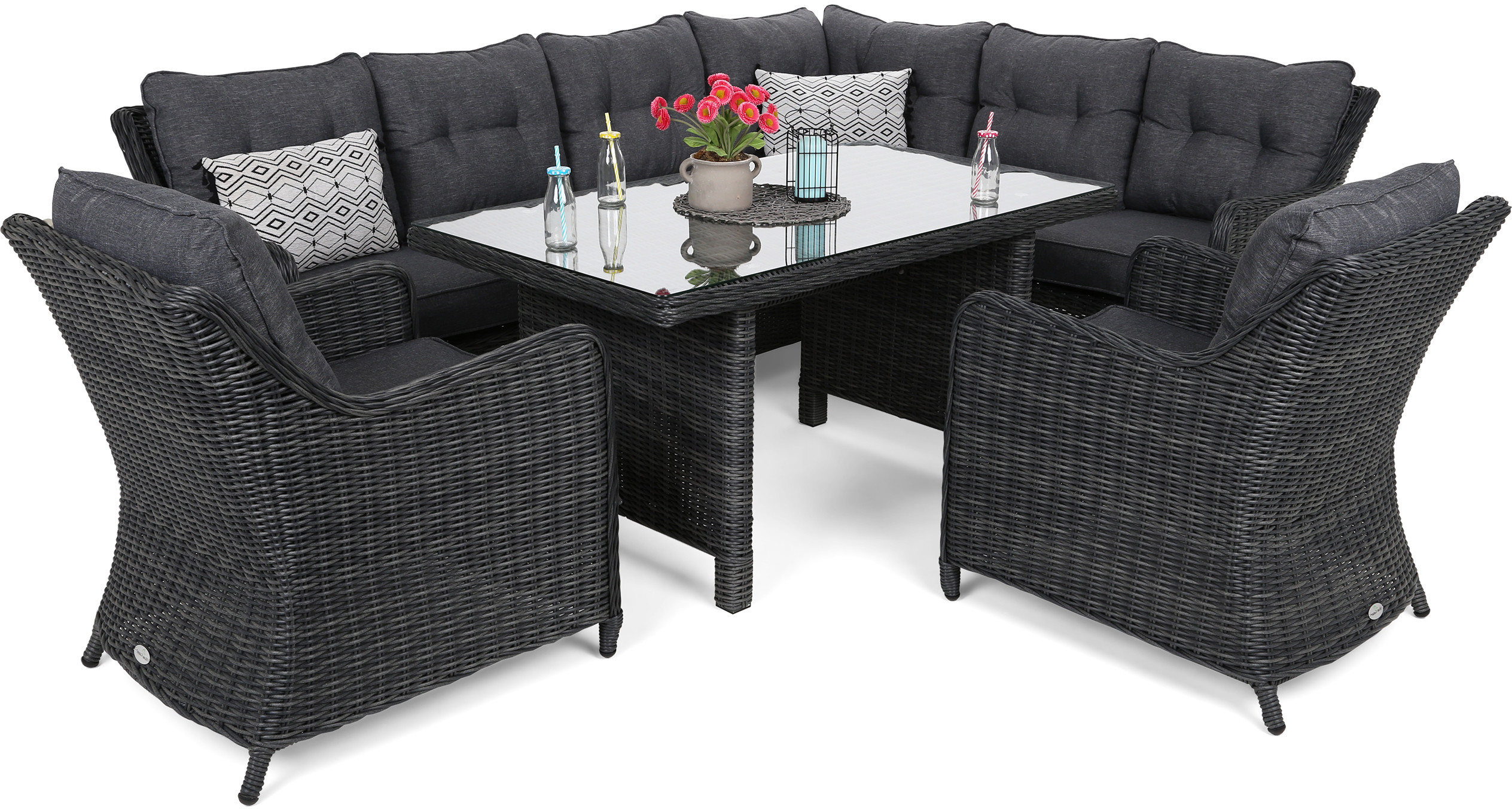 HOME & GARDEN Narożny zestaw mebli ogrodowych prawy California Grey / Grey 604219