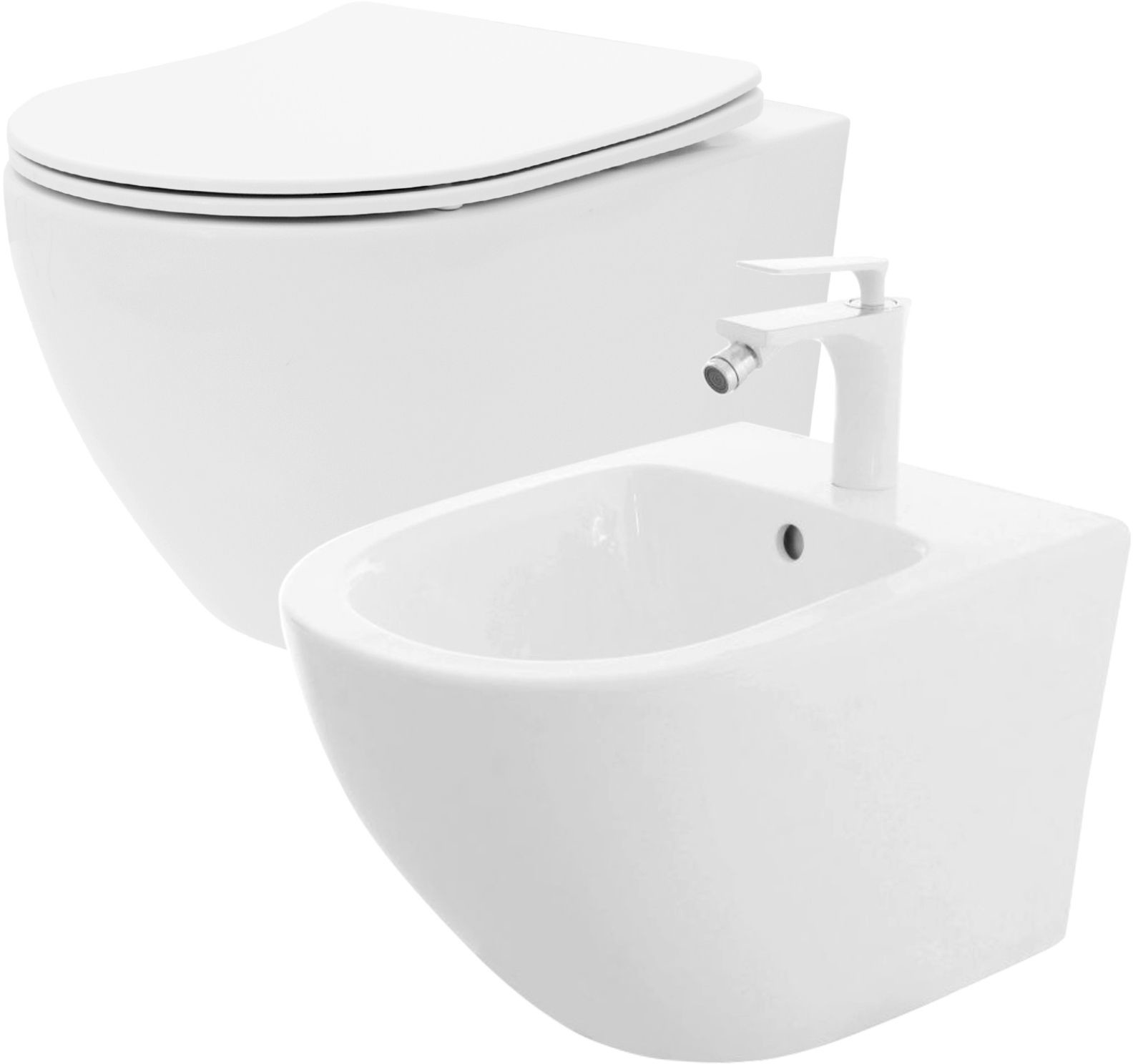 Rea Zestaw: Misa WC Carlo Flat Mini Rimless + Bidet Carlo Mini C2760 + C2276