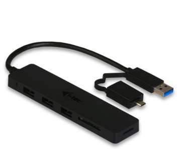i-Tec Pretec HUB USB I-TEC USB 3.0 HUB 3 Port and USB 3.0 microSD/SDHC/SDXHC SD/SDHC/SDXC Cardreader with OTG Adapter Kabel for Mac OS Win Android U3CR3HUB
