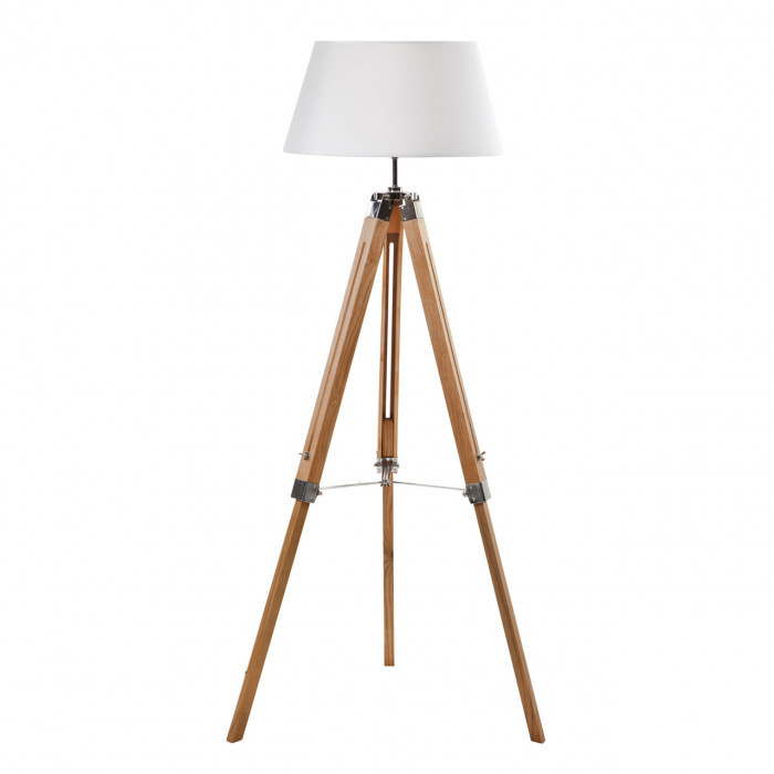 Volteno Lampa podłogowa AMARO drewno z białym kloszem VO1886