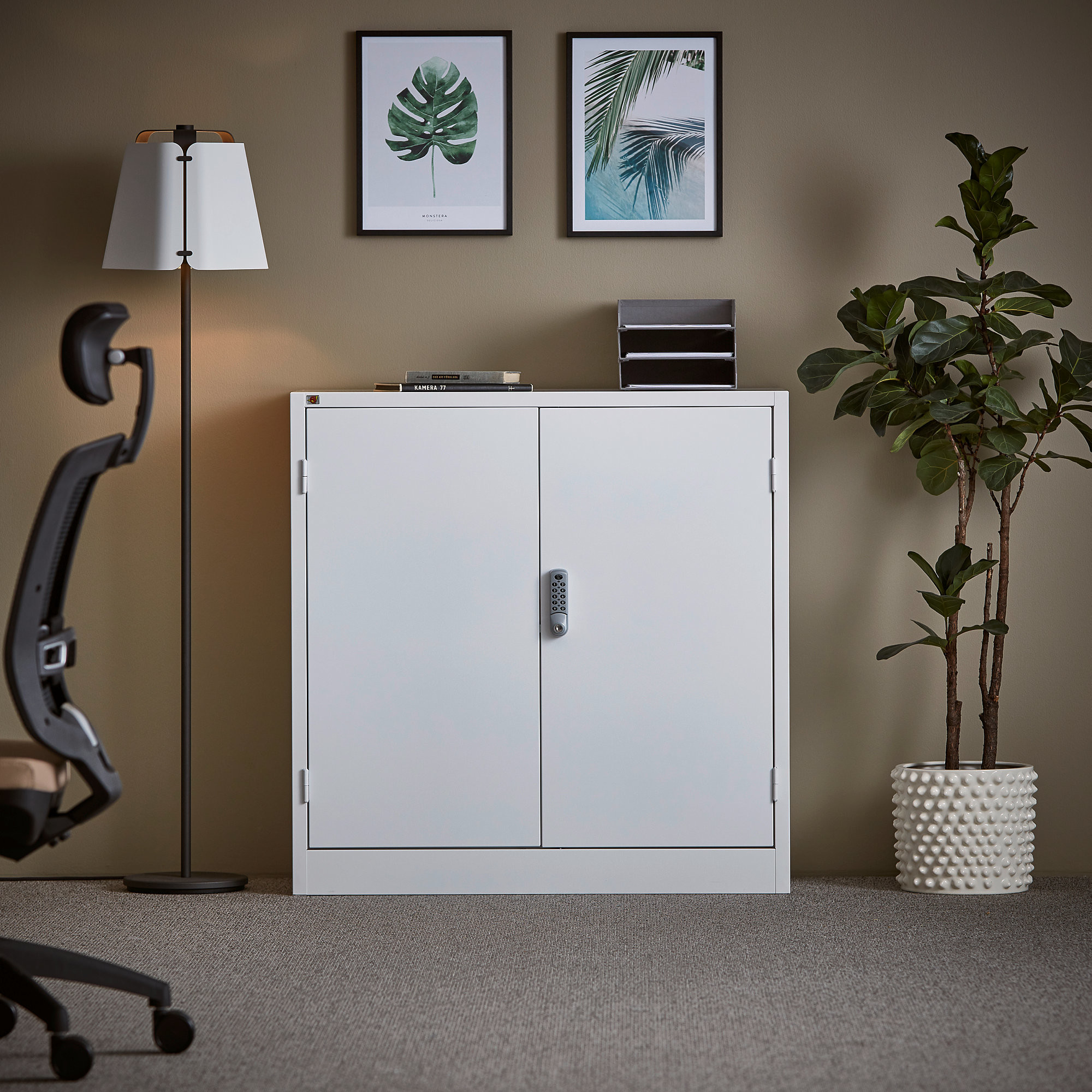 AJ Produkty Szafa metalowa SAFE z zamkiem elektronicznym, 1000x1000x400 mm, biały