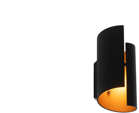 QAZQA Designerska lampa ścienna czarna ze złotem - Faldo