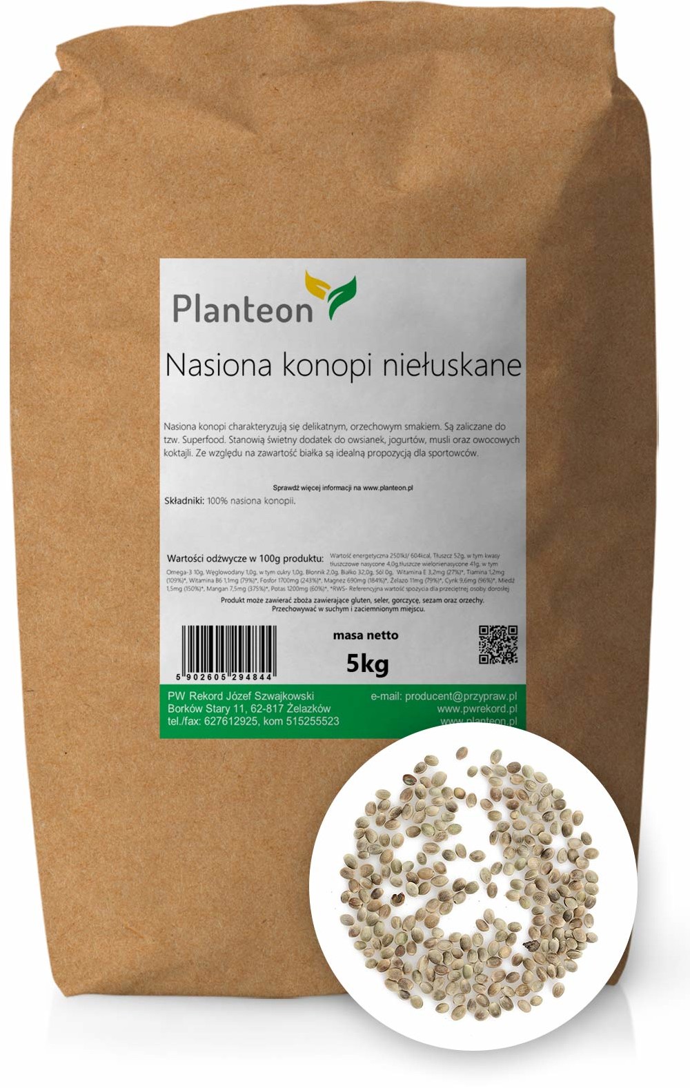 Planteon Nasiona konopi niełuskane 5kg 2-0395-06-6