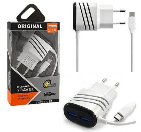 Ładowarka sieciowa usb typ-c 2000mah fast + 2x usb