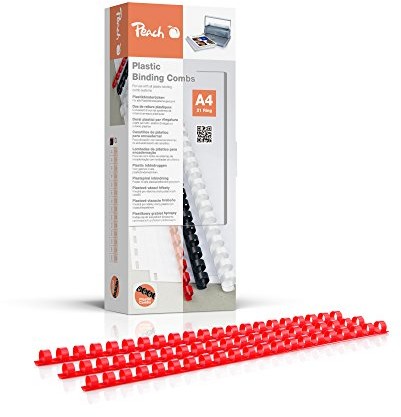 Peach PB410  03 plastik począwszy od ofert dla prestiżowych klientów po raporty roczne DIN A4, 10 MM, 65 arkuszy, 100 sztuk, czerwony PB410-03