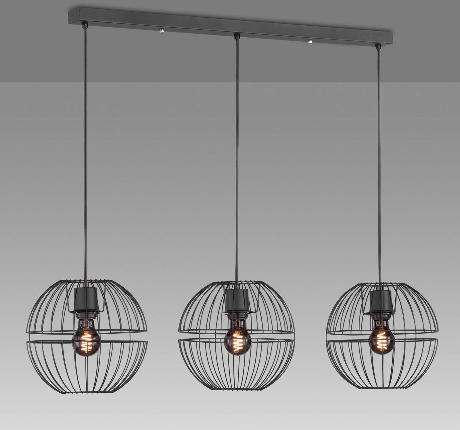 Honsel Nowoczesna lampa wisząca czarna 3-punktowa - Sphaera