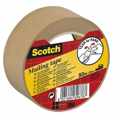 Scotch 3M Taśma pakowa zabezpieczająca korespondencje, papierowa, 50mm, 50m, brązowa 3M-KT000041246