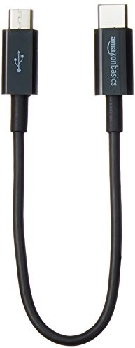 AmazonBasics przewód łączący, USB typu C i micro-USB typ B, czarny 15 cm L6LUC033-CS-R