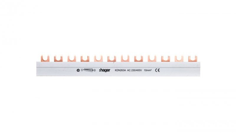 Hager polo Szyna łączeniowa 2P 63A 10mm2 widełkowa 1+N (12 mod.) KDN263A KDN263A