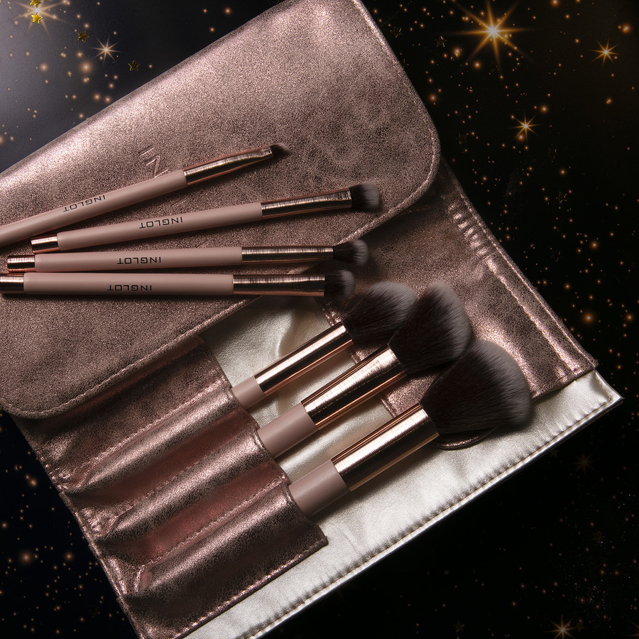Inglot MAKE UP BRUSH Zestaw pędzli różowy marmur Zestaw pędzelków