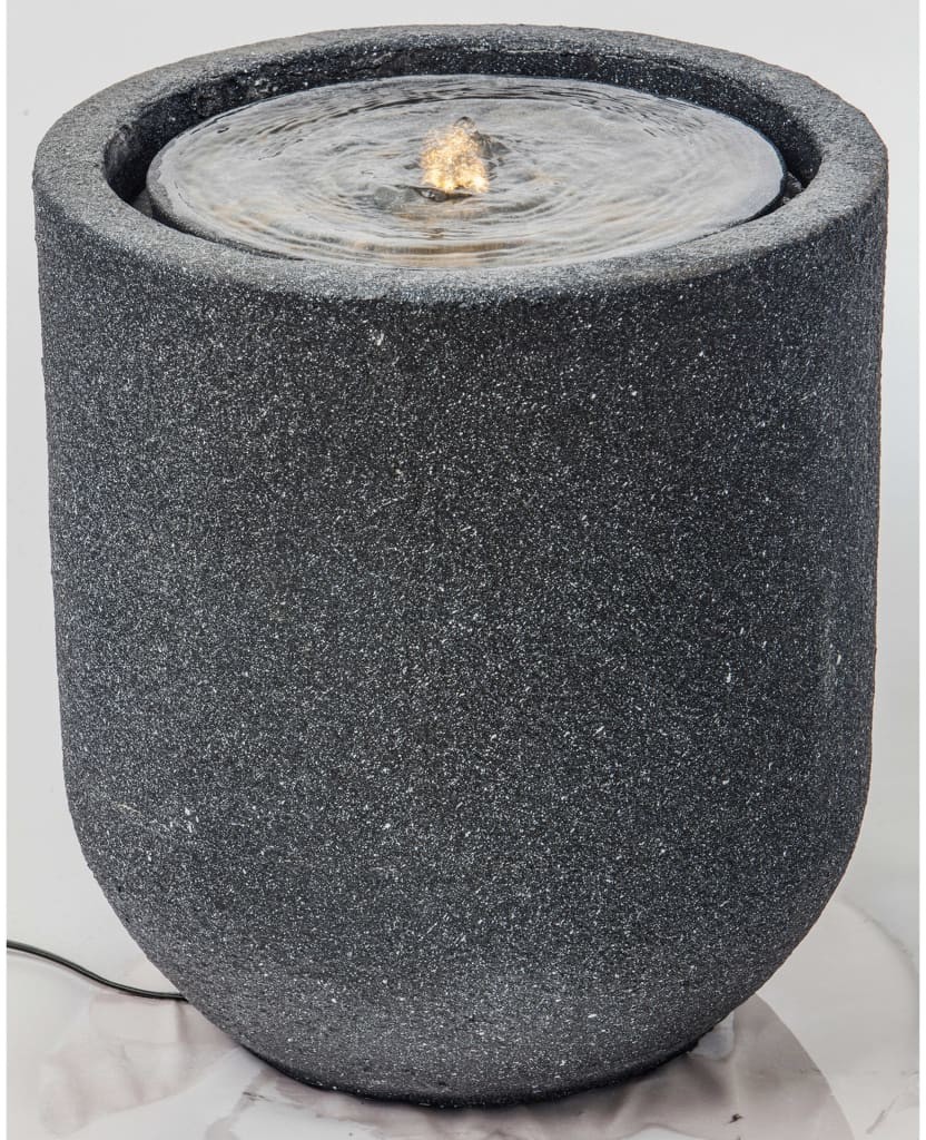 Aquafun HEISSNER Cylindryczna fontanna tarasowa z LED, 41x41x45 cm, czarna