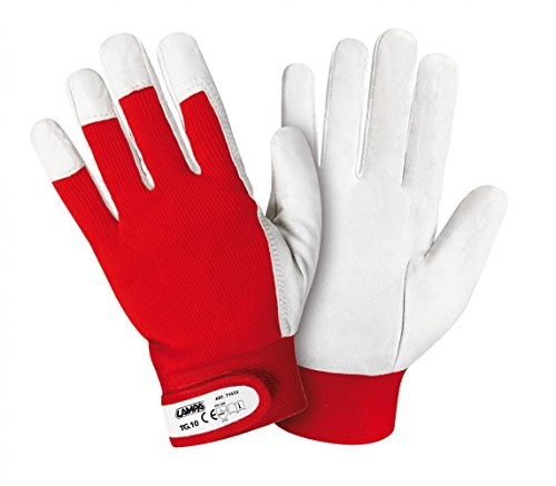 Lampa rękawice robocze z koziej skóry rozmiar 10, kolor biały/czerwony 71433