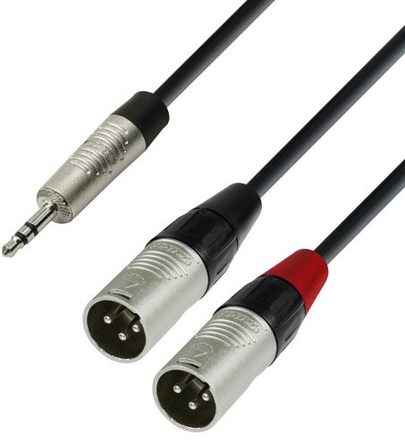 ah Cables adam hall 4 Star Series rean instrument przewód o długości 3 m, jack 3,5 MM na 2 X XLR męski) K4YWMM0300